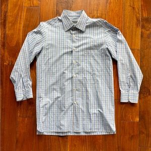 CANALI Double Line Grid Check Spread Collar Sport / Dress Shirt Size XL